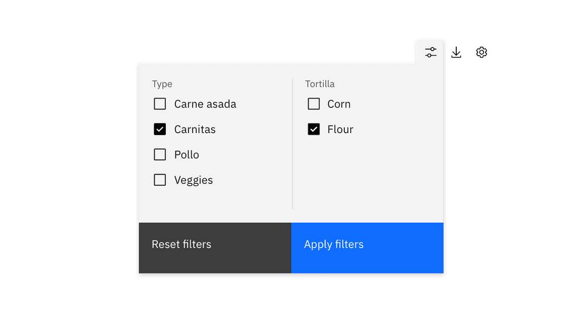 Example of batch filtering